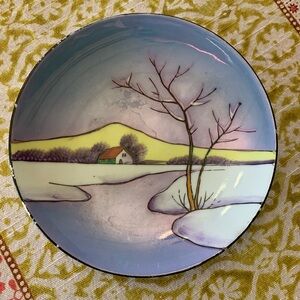 Vintage Made in Japan Hand-Painted Decorative Plate Snowy Scene